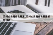 及时止损是什么意思_及时止损是什么意思解释词语